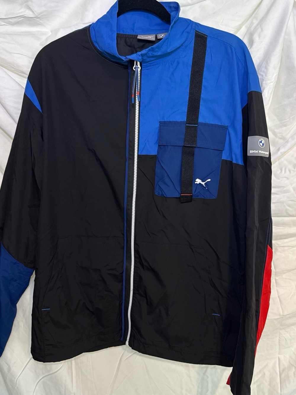 Puma BMW Black & Blue Lightweight Track Jacket with Red Accent